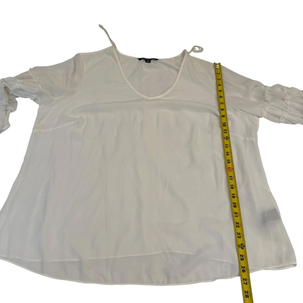 Zac & Rachel Woman Ivory Ruffle Sleeve V-Neck Blouse 3X See Through Top‎ - Picture 6 of 6